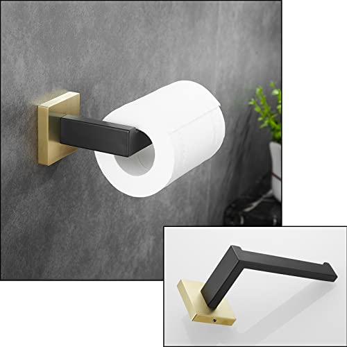 Bathroom Hardware Set 23.6-Inch Towel Bar,2pcs Towel Hook,Toilet Paper Holder,Hand Towel Holder Stainless Steel Black/Gold Bathroom Accessories GTS3190BBG by Gudetap - Used condition - Image 3