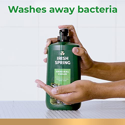 Irish Spring Original Moisturizing Body Wash for Men, 24-Hour Fresh, Face and Body Wash, Biodegradable Ingredients, Paraben Free, Cool Fresh Scent, 30 fl oz Pump Bottle image 14