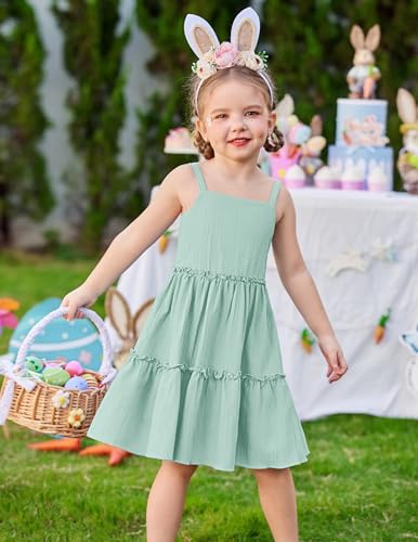 Arshiner Girls Spaghetti Strap Dress Toddler Summer Dresses Kids Beach Casual Sundresses with Pockets for 1-7t - Image 4