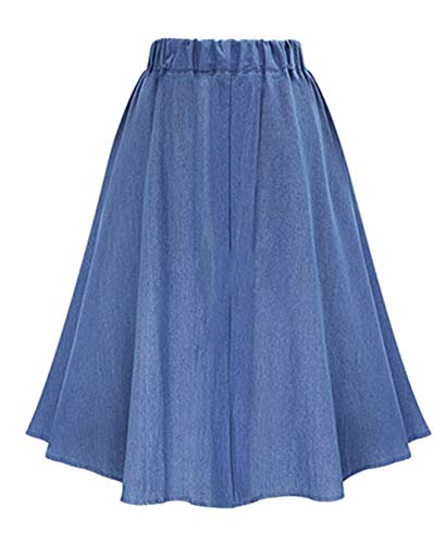 CHARTOU Womens Stretchy High Waist 5-Buttons Front A-Line Flowy Midi Skirts2