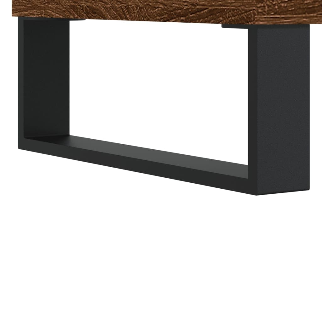 Armoire à disques en bois d'ingénierie chêne marron 85x38x48 cm meuble rangement multimédia avec pieds en fer pour salon bureau organisation audio vidéo