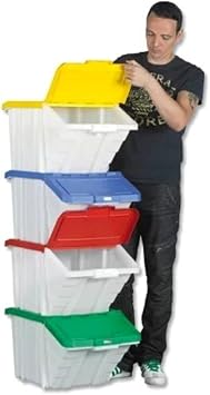 Container Bin 50L 30kg Load W390xD630xH340mm White and Yellow Lid Ref 052106/4 [Pack of 4]