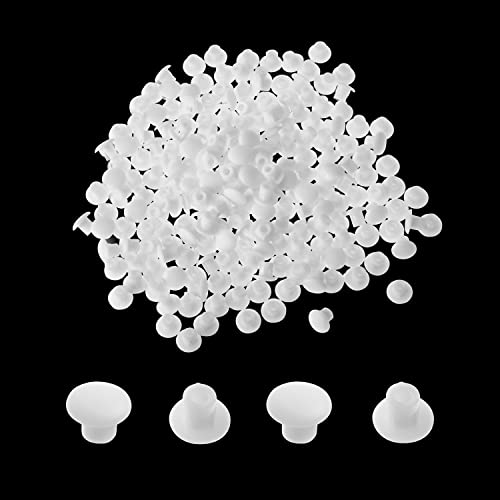 Image of MroMax 200Pcs Screw Cap Cover 3 /16inch Bottom Dia Fit for 4.5-5mm Diameter Hole Plastic Tube Cover Shelf Peg Hole Plugs for Cupboard Bookshelf Shelf Closet Cabinet Bracket Furniture Transparent Color
