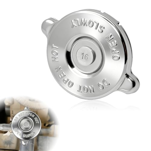 1 Pack 16 PSI Radiator Cap, Stainless Steel Dual Lug Design Radiator Cover, Leak-Proof Engine Coolant Reservoir Cap Replacement, Compatible with Most Vehicles (Silver)