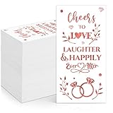 Blulu 100 Pieces Bridal Shower Napkins Rose Gold Foil Paper Napkins Wedding Napkins for Reception Bridal Shower Guest Napkins Disposable Hand Towels for Wedding Bridal Shower Bridal Shower Decorations