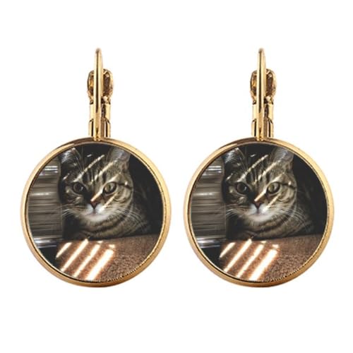 Boucles d'oreilles pendantes chat or à clip pour garder votre compagnon près de vous
