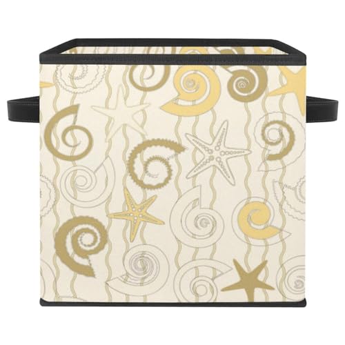 Boîte de rangement pliable avec poignées latérales et motif étoiles marines