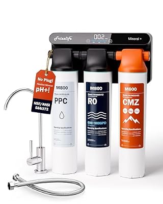 Frizzlife M800 Non-Electric Tankless Reverse Osmosis Water Filter, up to 900GPD Alkaline Mineralized RO Water Filtration System, Huge Filter with Auto Flush, NSF/ANSI 58&372, 4:1 Pure to Drain