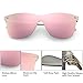 JIM HALO Rimless Mirrored Sunglasses for Women Men One Piece Frameless Shades (Transparent Frame/Mirror Pink Lens)