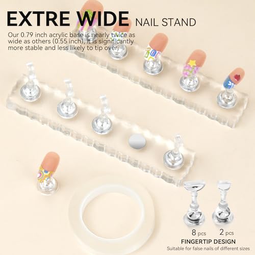 Image of Nails Storage Box with Stand for Fake Nail,Large Empty Nail Box Case Use for Press On Display & Storage,Nail holder for Painting Practice,Acrylic Nail Display Stand for Design Home