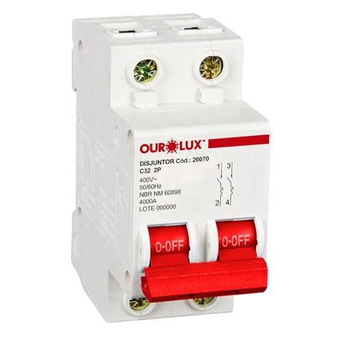 Disjuntor Bipolar 32 Amperes (Corrente Nominal) Ourolux