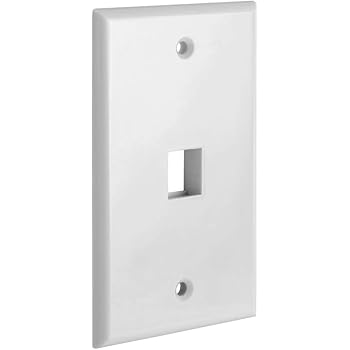 Cmple - 1 Port Keystone Wall Plate Single-Gang Wall Plate with Standard Size Keystone Jack Insert - White