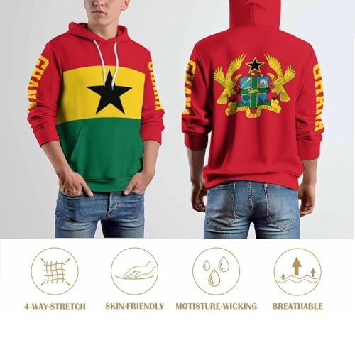 Sweat à capuche homme drapeau Ghana pull Harajuku ample confort