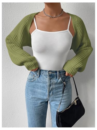 Image of Verdusa Women's Y2k Cropped Cardigan Sweaters Lightweight Knit Open Front Bolero Shrugs Spring Fall Outfits