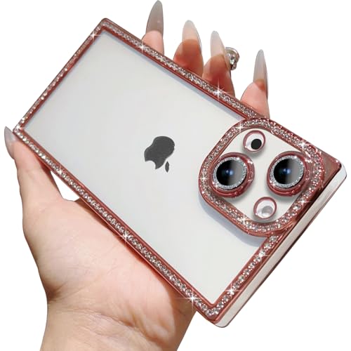 YUYIB スマホケース 対応 iPhone15 Plus ケース クリア 透明 メッキ加工 ドリル きらきら ブリンブリン かわいい ディズニー キャラクター 衝撃吸収 女性 人気 ストラップホールあり ワイヤレス充電対応 おしゃれ アイフォン15プラス