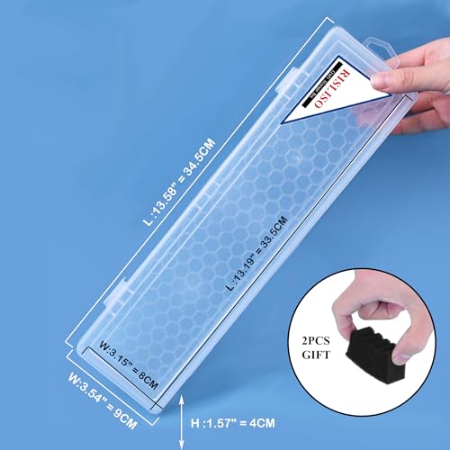 Image of Rectangular Paint Brush Storage Box for Artist Bainting Brushs,13in Portable Miniature Plastic Travel Stackable Flat Long PaintBrush Case Without Brushes,Set of 2 Pack