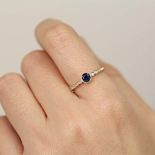 Blue Sapphire Ring, Unique Blue Sapphire Diamond Ring, Diamond Ring, Half Eternity Blue Sapphire Ring, Anniversary Gift, Minimalist Ring