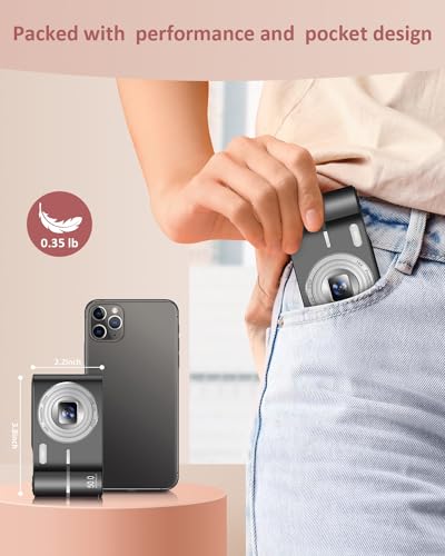 Upgrade Digital Camera - 50MP Full HD 1080P with 16x Zoom, Anti-Shake, Compact for Kids - 32GB SD Card, 2 Batteries - Black - Thumbnail 3