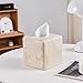 Natural Travertine Tissue Box Cover – Modern Resin Cube Holder for Bathroom, Bedroom, Office – Decorative Square Tissue Box for Countertop, Nightstand, Vanity & Desk – Heavy&Sturdy