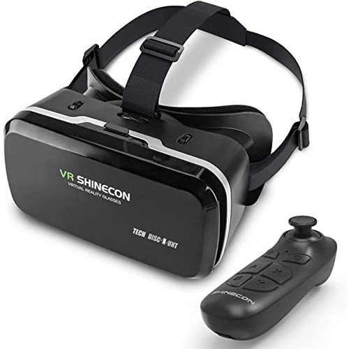Lunettes de Réalité Virtuelle,InnovTec Casque VR pour Les Jeux 3D, Compatible avec Smartphone, Casque de Divertissement avec Poignée