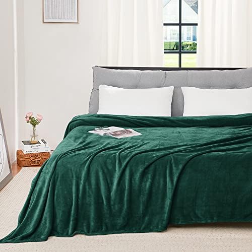 RYB HOME King Size Bed Blanket, Big Fleece Blankets Anti-Static Fuzzy Velvet Blanket Large Cozy Blanket Microfiber for Couch Bed Sofa, Hunter Green, W90 x L108 inch