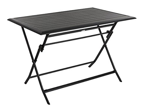 Hespéride HES-139945 Table Pliante rectangulaire Azua-4 Places-Graphite, Aluminium, Large