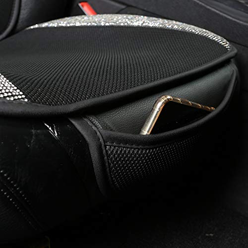 Black Panther Breathable Mesh Front Car Seat Covers Protectors With Bling Bling Crystal Rhinestones For Women Girls, Universal Fit 95% Of Cars, Black #TOP5