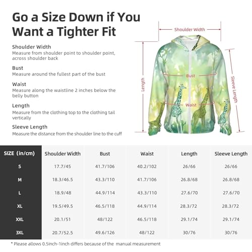 Sun Protection Hoodie Shirt Watercolor Giraffe UPF 50+ Long Sleeve Outdoor Rash Guard for Men Women2
