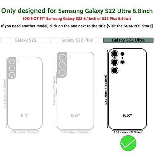 Suanpot Rfid Blocking Wallet Case For Galaxy S22 Ultra - Leather Flip Folio, Shockproof, Blue Green #TOP1