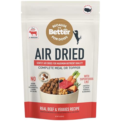 Because It’s Better Slow Baked & Air Dried Dog Food - Real Beef & Veggies - Complete & Balanced...