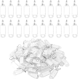100pcs Etiquetas Llaves Llaveros con Etiqueta Llave, Llavero identificador Etiquetas con Anillo, Llavero Identificador de Plástico Llaveros para Hotel, Equipaje, Oficina (Transparente)