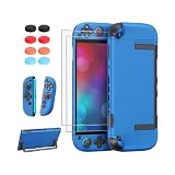 FYOUNG Dockable Hülle für Switch 2 mit 2 Schutzfolie, 8 Kappen (Blau)