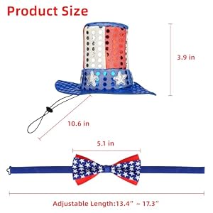 Independence Day Pet Dog Hat Accessories 2Pcs, American Flag Hat and Bow Tie Costume, Dog Patriotic Fourth of July Dog Outfit, Memorial Dayt Dog and Cat Top Hat Outfit, Puppy Kitten 2Pcs Independence Day Pet Dog Hat Accessories 2Pcs, American Flag Hat and Bow Tie Costume, Dog Patriotic Fourth of July Dog Outfit, Memorial Dayt Dog and Cat Top Hat Outfit, Puppy Kitten 2Pcs