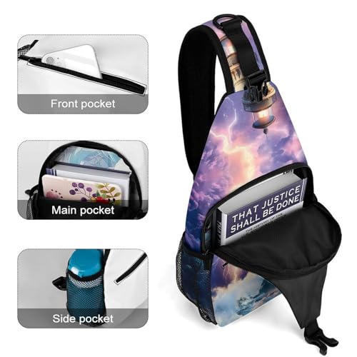 Stormy Lighthouse Crossbody Sling Backpack Casual Chest Bag Fanny Pack for Women Men Travel Hiking4