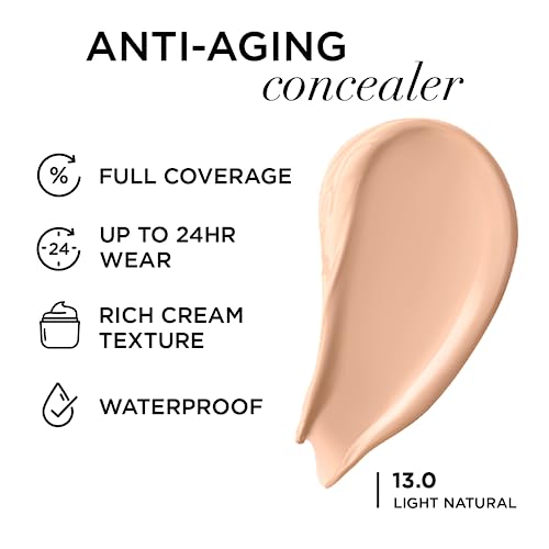 It Cosmetics Bye Bye Under Eye Full Coverage Concealer - For Dark Circles, Fine Lines, Redness & Discoloration - Waterproof - Anti-Aging - Natural Finish – 13.0 Light Natural (N), 0.4 Fl Oz #TOP1