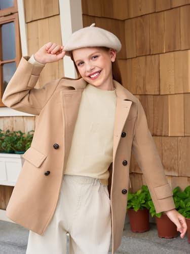 Image of Haloumoning Girls Knit Sweaters Casual Long Sleeve Textured Pullover Tops Kids Loose Fit Comfy Fall Clothes 5-14 Years