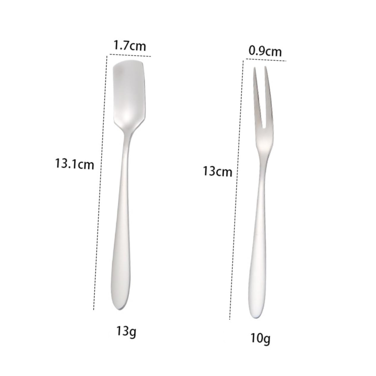 FUNOMOCYA Long Handle Silver Square Spoon Set Stainless Steel 304 Grade for Iced Tea Desserts