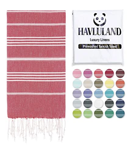 Havluland Turkish Beach Towel 100% Cotton Oversized 71X39 Turkish Bath Towels Sand Free Beach Towels Lightweight Absorbent Quick-Dry Picnic Outdoor Yoga Camping Travel Beach Blanket (Red) #TOP28