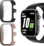 Blueshaweu Cover protettiva compatibile con HONOR Choice Watch 2i Smartwatch, custodia rigida per PC con protezione dello schermo in vetro temperato,Compatibile per Choice Watch 2i (Nero+Rosa)
