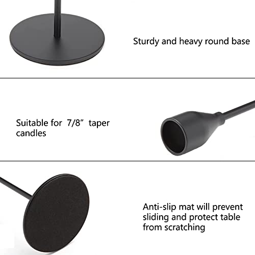 Black Candlestick Holders Set Of 5, Black Candle Holder Taper Candle Holders, Metal Candle Stick Holder For Wedding Centerpiece Party Events Anniversary Dinning Table Bridal Showers Home Mantel Decor #TOP5