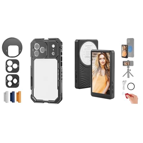 NEEWER PA144 (Black) Phone Cage Compatible with iPhone 17 Pro Max + M4B Basics 4