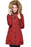 Orolay Women's Down Jacket with Faux Fur Trim Hood Red 2XL