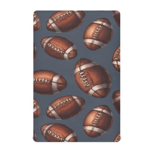 Image of American Football Sport Vintage Crib Sheets Soft Breathable Fitted Baby Crib Sheets Mattress Cover for Girls Boys, 52 inch x 28 inch x 9 inch