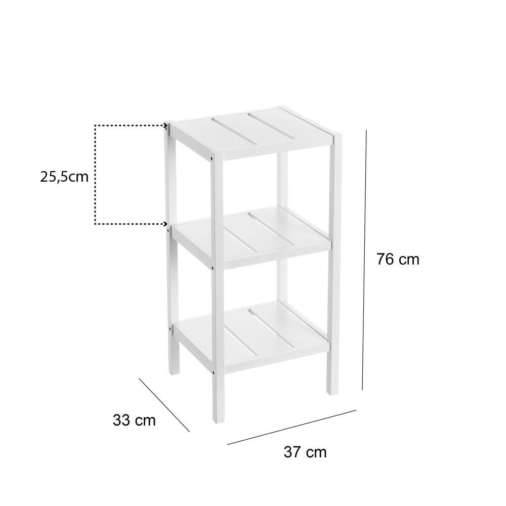 LOLAhome - Estantería de 3 baldas en bambú Natural para baño. Estilo nórdico Minimalista Ideal para organizar Toallas y cosméticos en Espacios húmedos con Elegancia. Medidas 33x36x85 cm.
