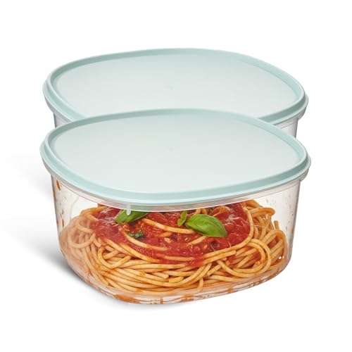 Recipientes para alimentos, Botes de cocina, fiambrera infantil, Fiambrera de plástico, Libre de BPA, Apto para microondas y Frigorífico, Capacidad 2000 ml, Pack 2 fiambreras, Color Aleatorio