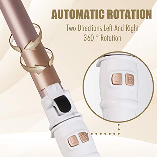 Hair Curling Wands Curling Irons Automatic Hair Curler Auto Hair Waving Irons Hair Styling Irons Hair Crimper Hair Waver 30S Instant Heat Wand Waver Dual Voltage 110V-220V (15X1.38'', Pink And White) #TOP7