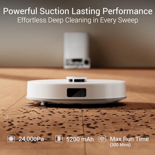 Image of MILAGROW iMap Max W300 ECO All in One Robot Vacuum & Mop 24000Pa Suction, 3.5 L Self Empty Dust Bag, Tangle-Free 2.0 Technology, Self Washing & Drying Mop, 5200 mAh Battery, App /Alexa (White)