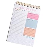 Cuaderno académico para profesores, planificador diario con encuadernación de doble bobina con 52 hojas, bloc de notas para profesores para programación diaria