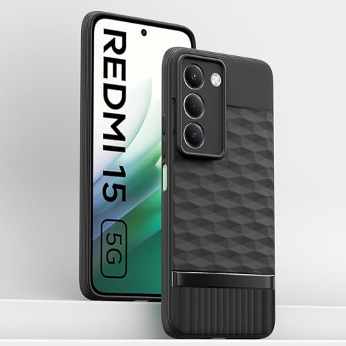 Image of Pikkme Back Cover for Redmi 15 5G Camera Protection 3D Hexa Cube Design Silicone Protective Bumper Case (Black)
