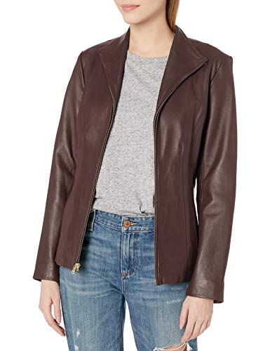 Cole Haan Women's Leather Wing Collared Jacket